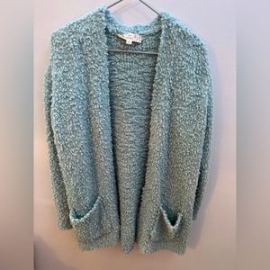 Turquoise Pink Republic fuzzy cardigan